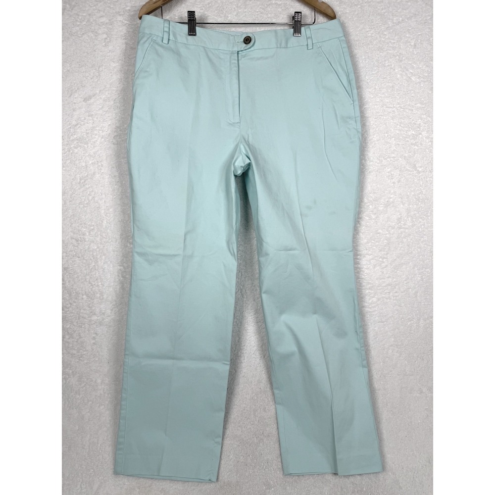 Talbots‎ Chino Pants Womens 16 Aqua Blue Straight Leg Cotton Stretch Casual